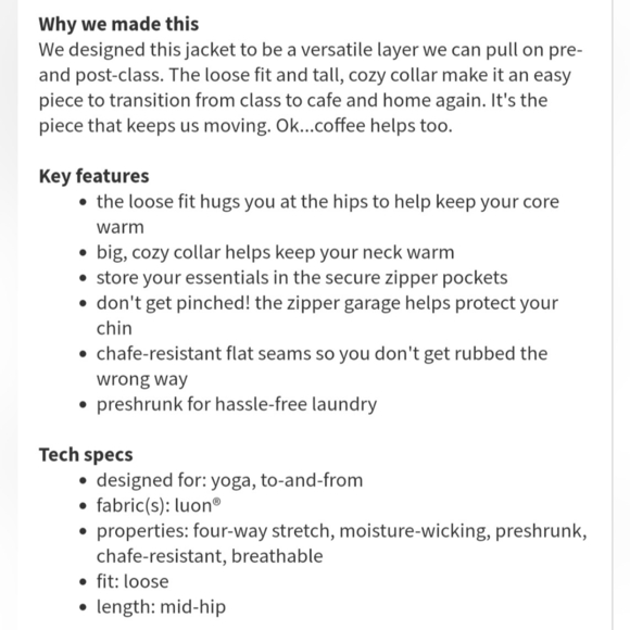 Lululemon Daily Yoga Jacket Herringbone Black Swan Zipper Jacket W4A48S Size 6 - Picture 15 of 15